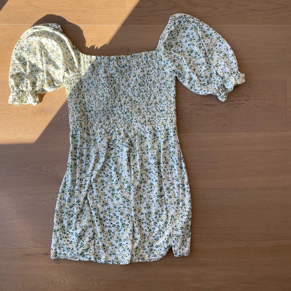 WAYF green floral dress